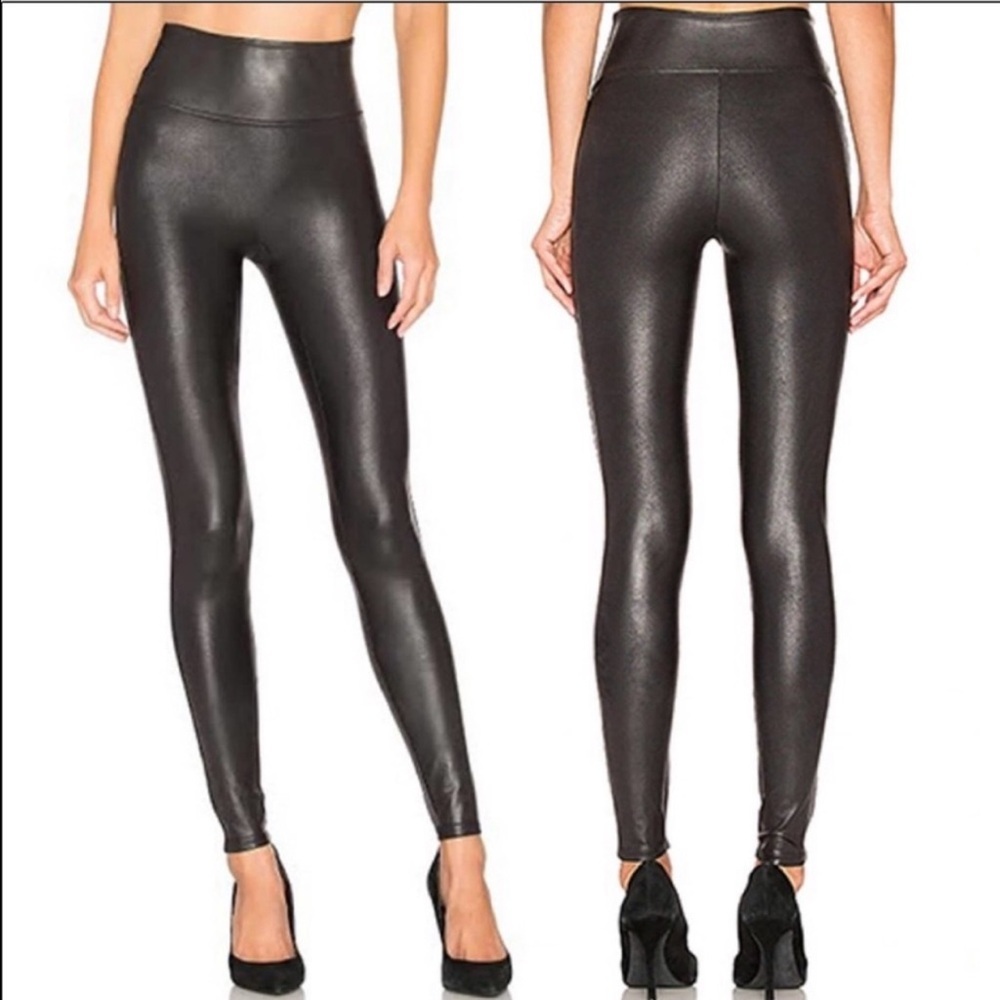 SPANX Black‎ Faux Leather Leggings Size Large 2437